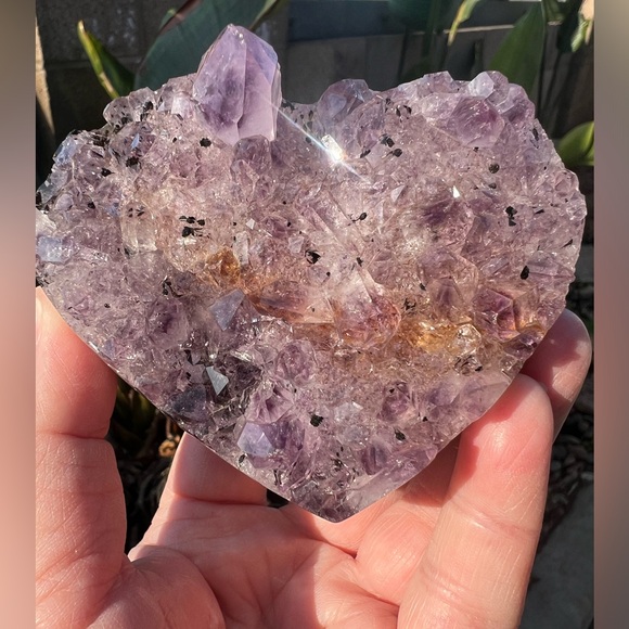 Ametrine Crystal Heart Amethyst Citrine & Black Hematite - Picture 1 of 11